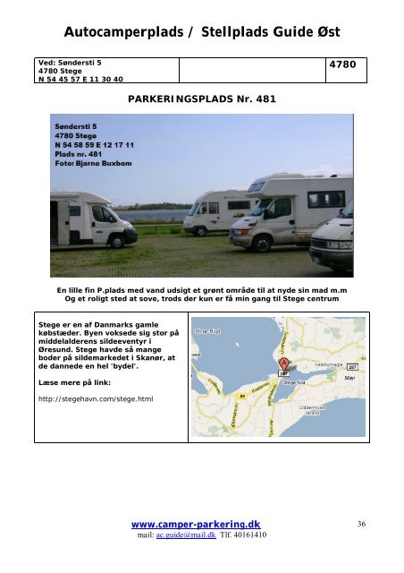 Autocamperplads / Stellplads Guide Øst - Camper-Parkering