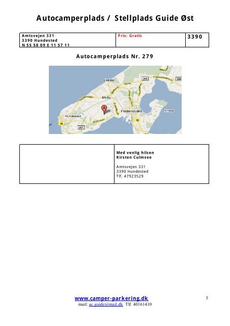 Autocamperplads / Stellplads Guide Øst - Camper-Parkering