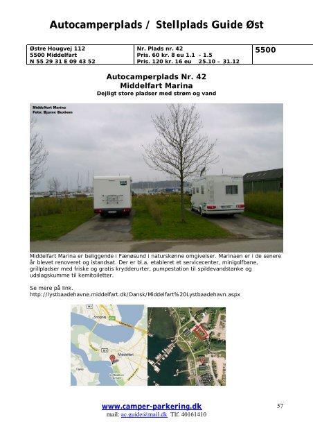 Autocamperplads / Stellplads Guide Øst - Camper-Parkering