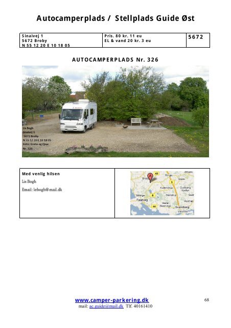 Autocamperplads / Stellplads Guide Øst - Camper-Parkering