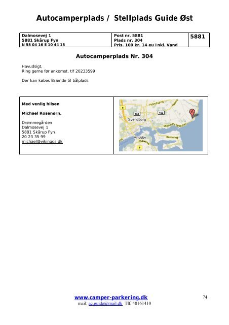 Autocamperplads / Stellplads Guide Øst - Camper-Parkering