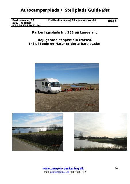 Autocamperplads / Stellplads Guide Øst - Camper-Parkering