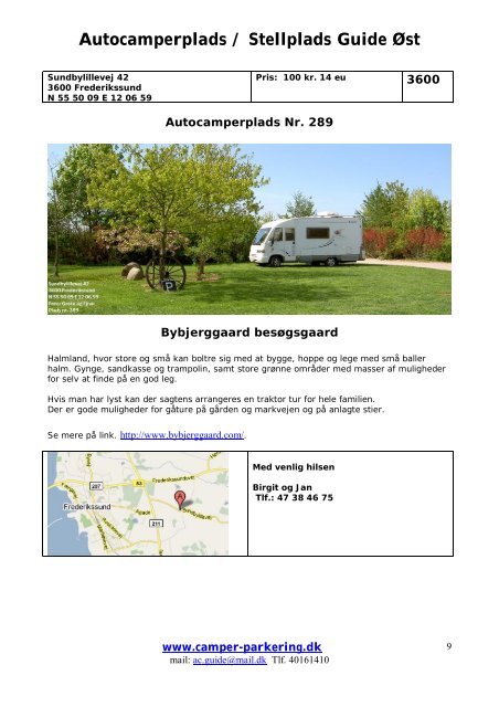 Autocamperplads / Stellplads Guide Øst - Camper-Parkering