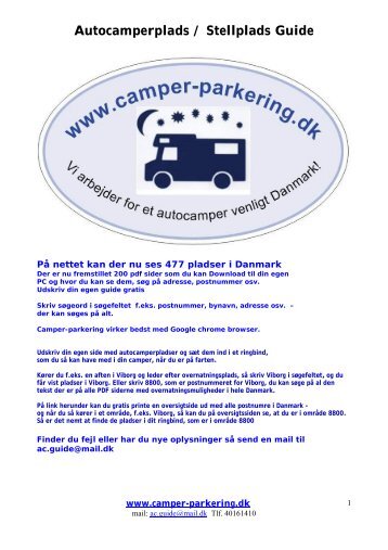 Autocamperplads / Stellplads Guide - Camper-Parkering