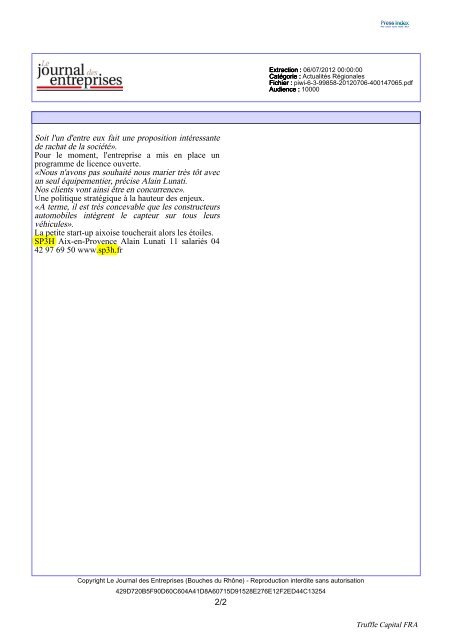 SP3H. Une levée de 2,2M? pour le "profiler" de ... - Truffle Capital