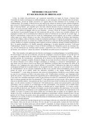 Mémoire collective et sociologie du bricolage - Claude RAVELET