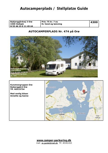 Fisker Skulptur lotteri Autocamperplads / Stellplatze Guide - Camper-Parkering