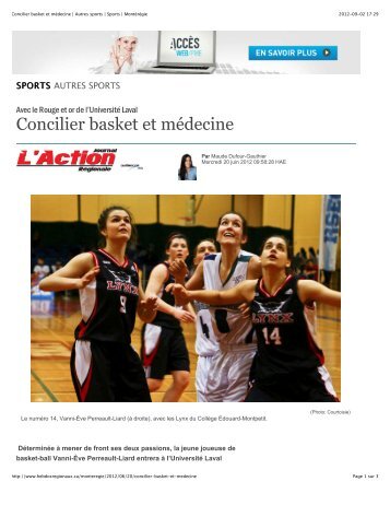 Concilier basket et médecine | Autres sports | Sports | Montérégie