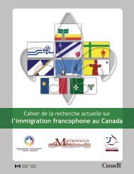 Cahier de la recherche actuelle sur l'immigration francophone au ...