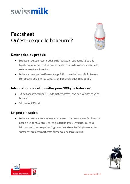 Qu'est-ce que le babeurre? Description du produit ... - Swissmilk