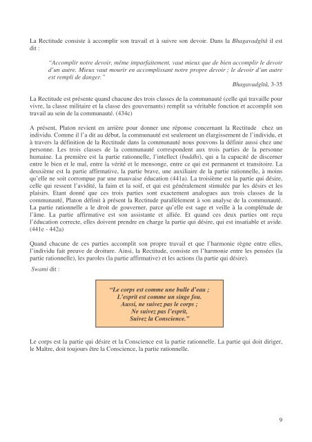 les enseignements de platon - Organisation Sri Sathya Sai France