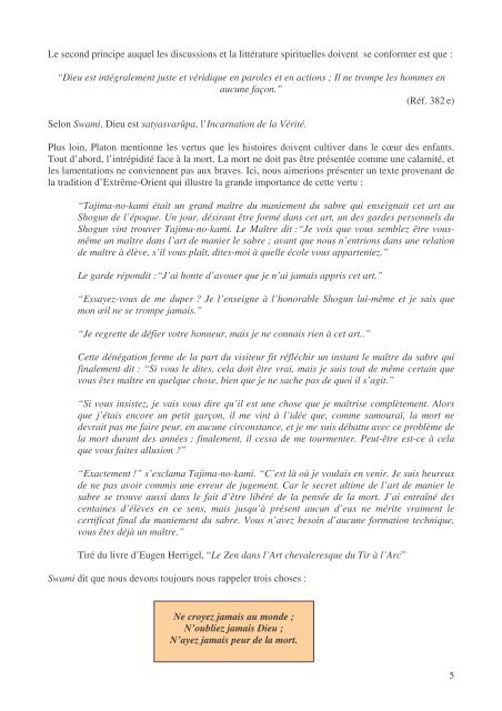 les enseignements de platon - Organisation Sri Sathya Sai France