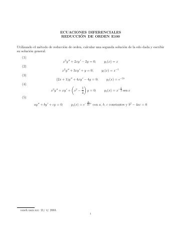 ECUACIONES DIFERENCIALES REDUCCI´ON DE ... - Canek - UAM