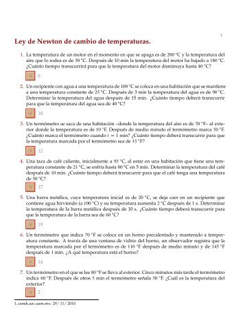 Ley de Newton de cambio de temperaturas. - Canek - UAM
