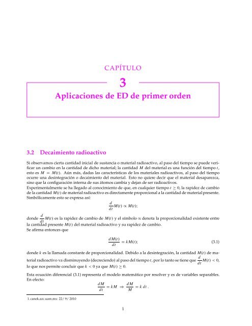 Aplicaciones de ED de primer orden - Canek - UAM