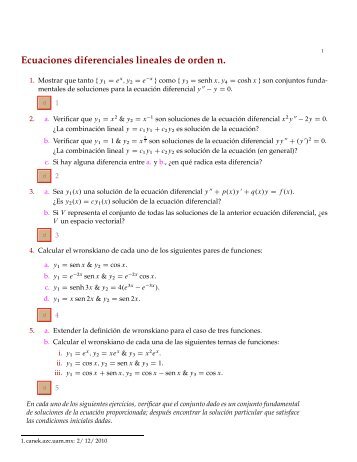Ecuaciones diferenciales lineales de orden n. - Canek - UAM
