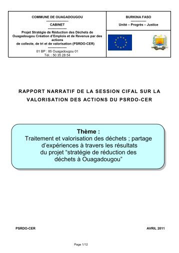 Traitement et valorisation des déchets - CIFAL Ouagadougou