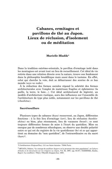 Cabanes, ermitages et pavillons de thé au Japon. Lieux de ...