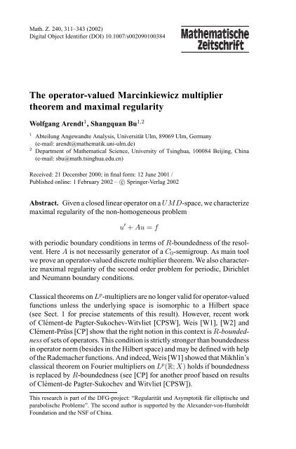 The operator-valued Marcinkiewicz multiplier theorem and maximal ...