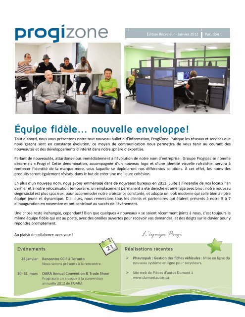 ProgiZone, édition Recycleur, Janvier 2012