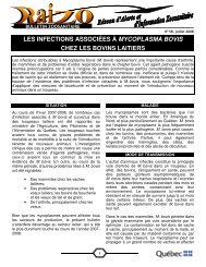 LES INFECTIONS ASSOCIÉES À MYCOPLASMA BOVIS ... - MAPAQ