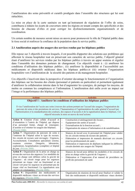 Plan d'action santé, 2008-2012 – Réconcilier le citoyen avec son ...