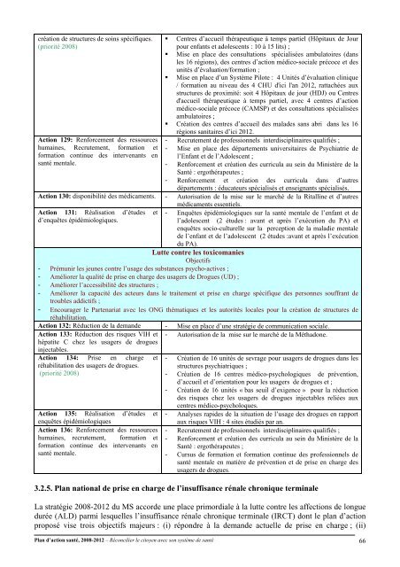 Plan d'action santé, 2008-2012 – Réconcilier le citoyen avec son ...