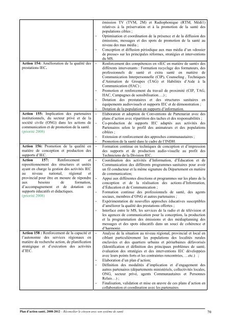 Plan d'action santé, 2008-2012 – Réconcilier le citoyen avec son ...