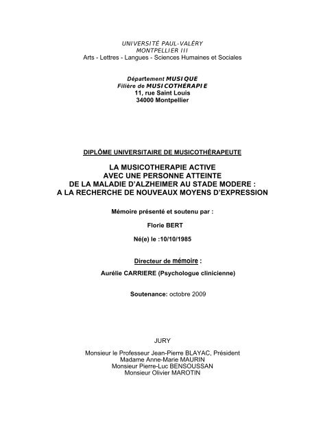 la musicotherapie active avec une personne atteinte ... - Florie BERT