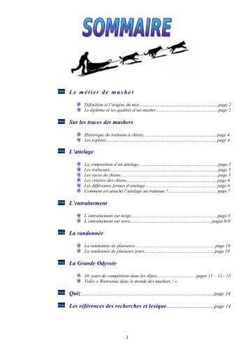 Le métier de musher Sur les traces des mushers L'attelage L ...