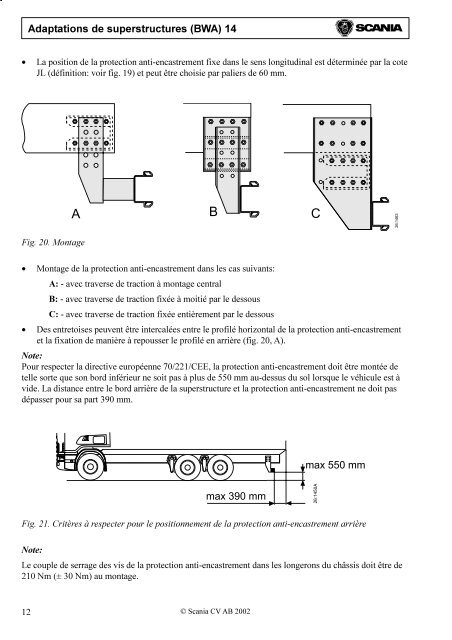 Adaptations de superstructures (BWA) 14 Sommaire - Scania