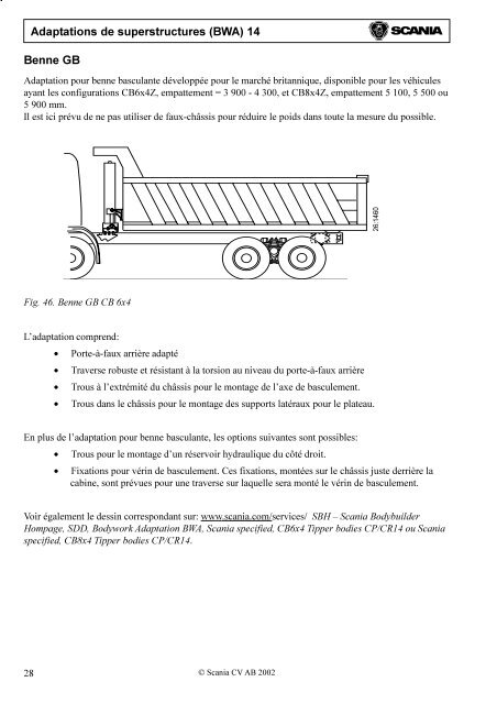 Adaptations de superstructures (BWA) 14 Sommaire - Scania