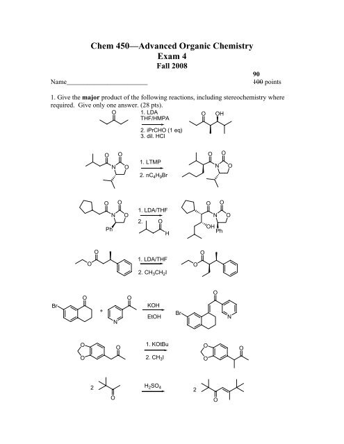Chem 450—Advanced Organic Chemistry Exam 4