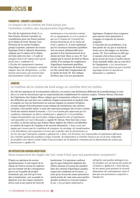 Chaîne du froid Chaque maillon compte ! - FOOD MAGAZINE