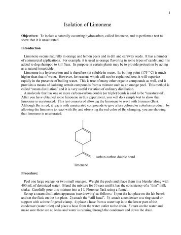 Isolation of Limonene (prelab and expt)
