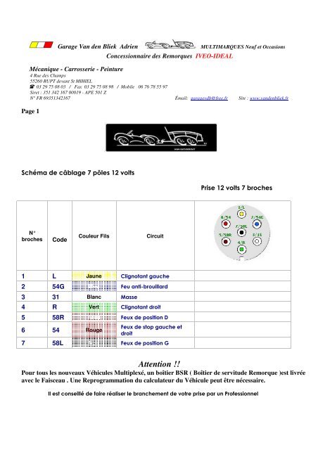 Schema De Branchement Cablage Prise Remorque 13 Broche 