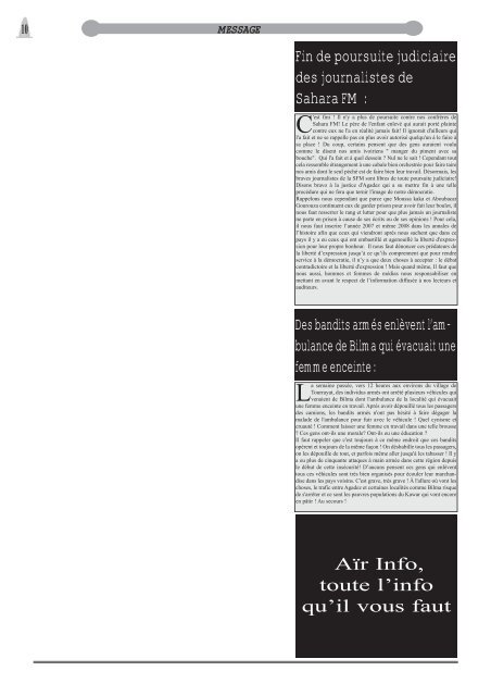 AIR INFO 71.qxd - Groupe de presse Aïr Info Niger