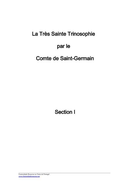 La Très Sainte Trinosophie - FRATERNIDADE ROSACRUZ in ...