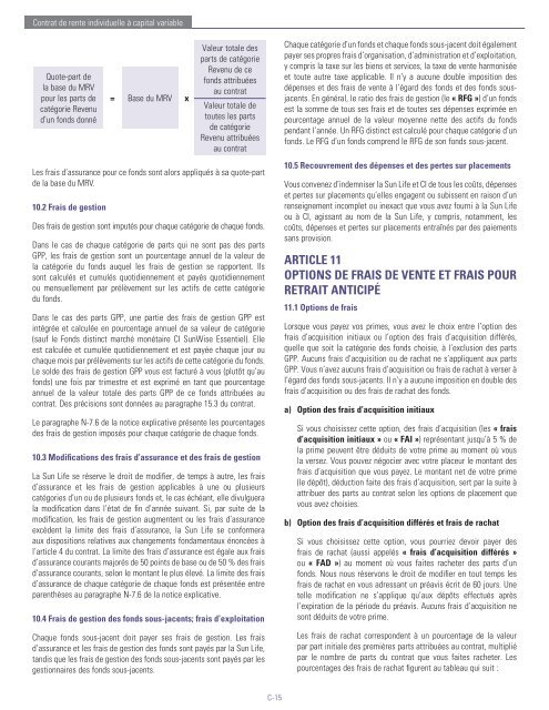 Sun Life du Canada, compagnie d'assurance-vie - CI Investments