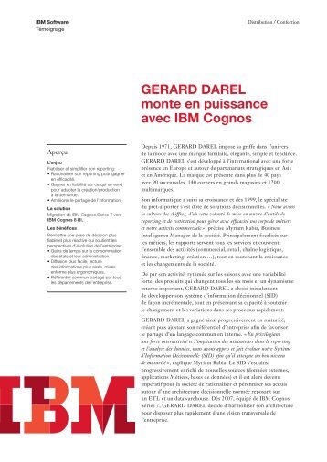 GERARD DAREL monte en puissance avec IBM Cognos