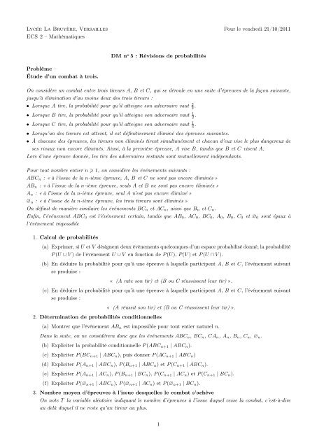 Probabilités Discrètes - Alain TROESCH