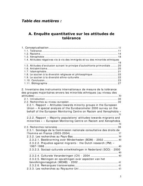 Un baromètre de la tolérance en Belgique Etude de faisabilité