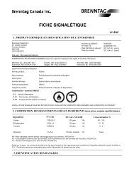 FICHE SIGNALÉTIQUE - Brenntag Canada