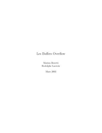 Les Buffers Overflow - Introduction