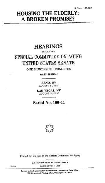 housing the elderly: a broken promise? - U.S. Senate Special ...