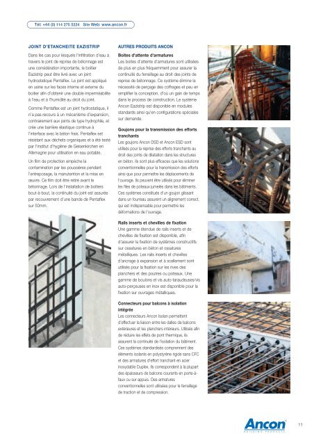 Dispositifs d'attente pour béton armé - Ancon Building Products