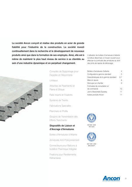 Dispositifs d'attente pour béton armé - Ancon Building Products