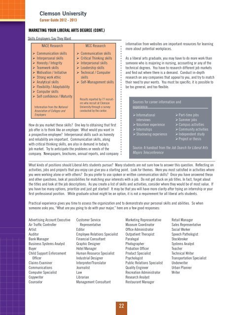 Career Guide - Michelin Career Center - Clemson University