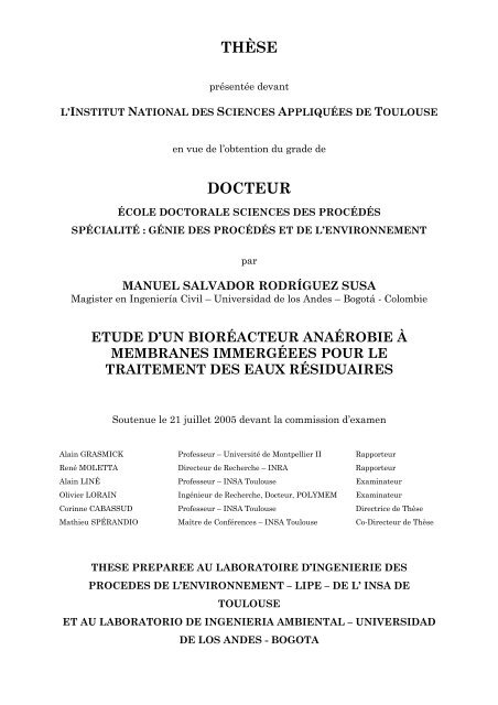 etude d'un bioréacteur anaérobie à membranes immergéees pour le ...