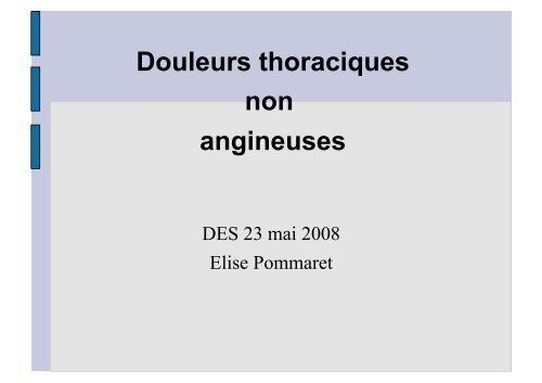 Douleurs thoraciques non angineuses - Hepato Web